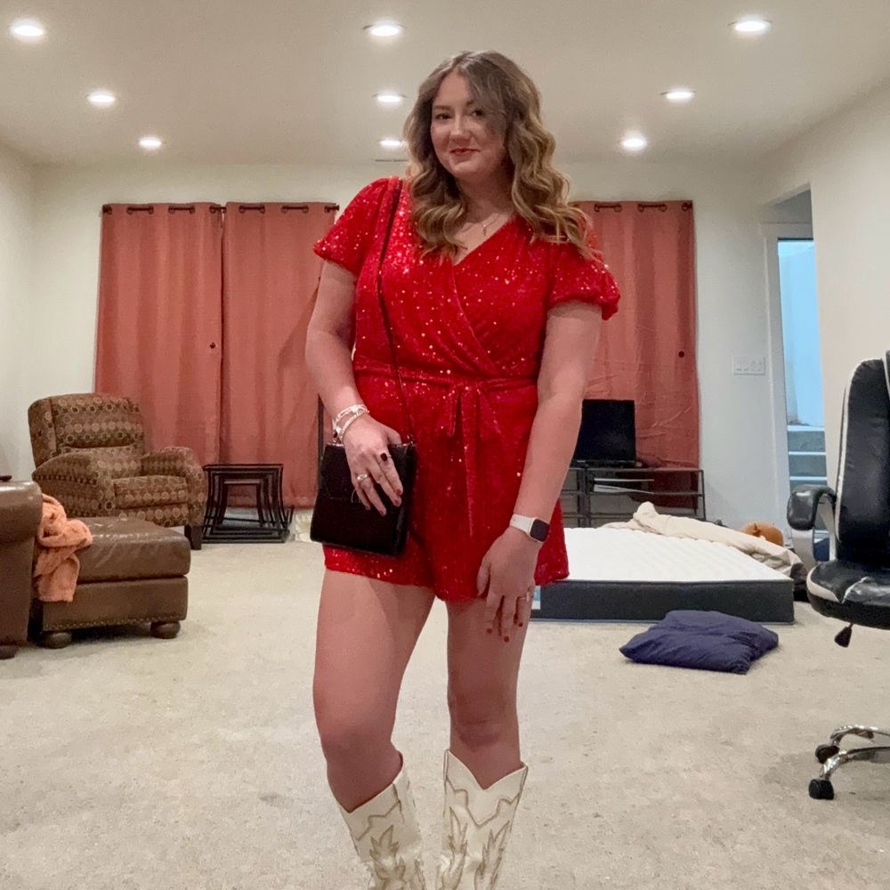 Chic Red Jumpsuit with Tie Waist